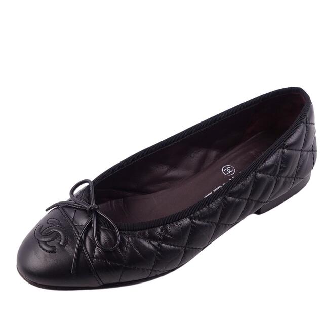 シャネル CHANEL パンプス バレエシューズ バレリーナ 10C ココマーク マトラッセ G26250 フラット シューズ 靴 36C ブラック | フリマアプリ ラクマ