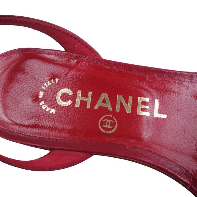 CHANEL(シャネル)の美品 Vintage シャネル CHANEL サンダル レースアップ ココマーク ラムスキン タッセル レディース シューズ 靴 34 レッド レディースの靴/シューズ(サンダル)の商品写真