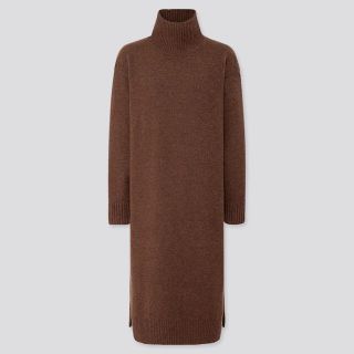 ユニクロ(UNIQLO)のウールブレンドハイネックスリットワンピース（長袖）(ひざ丈ワンピース)