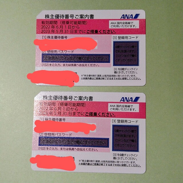ANA(全日本空輸)(エーエヌエー(ゼンニッポンクウユ))のANA株主優待券　2枚 チケットの優待券/割引券(その他)の商品写真