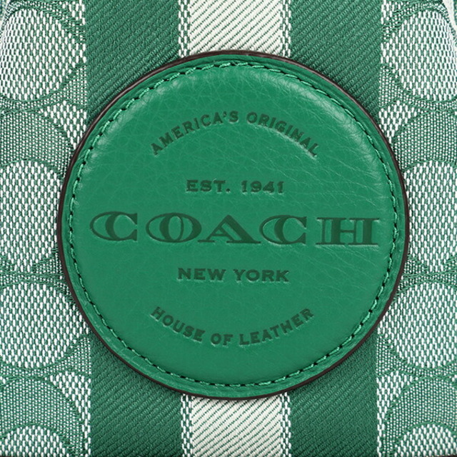 新品 コーチ COACH ショルダーバッグ ストライプ ミニデンプシー バケットバッグ グリーン 緑 シルバー