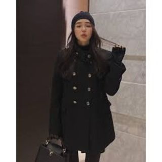 ZARA ザラ ロングPコート ブラック レディース