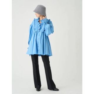 snidel ピンタックフリルチュニックブラウス ブルー 新品 www ...