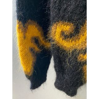 ビンテージ 80s 花柄 丈短め 黒 モヘア ニット セーター 希少 美品