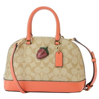 コーチ(COACH)の新品 コーチ COACH ハンドバッグ ストロベリー ミニ シエラ サッチェル ライトカーキ(ハンドバッグ)