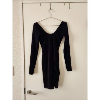 アメリカンアパレル(American Apparel)のAmerican Apparel　ベルベット　黒ドレス　S(ミニワンピース)