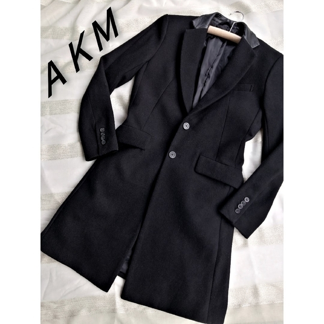AKM - 【訳あり】AKM レザーカラー チェスターコート Black Mの通販 by