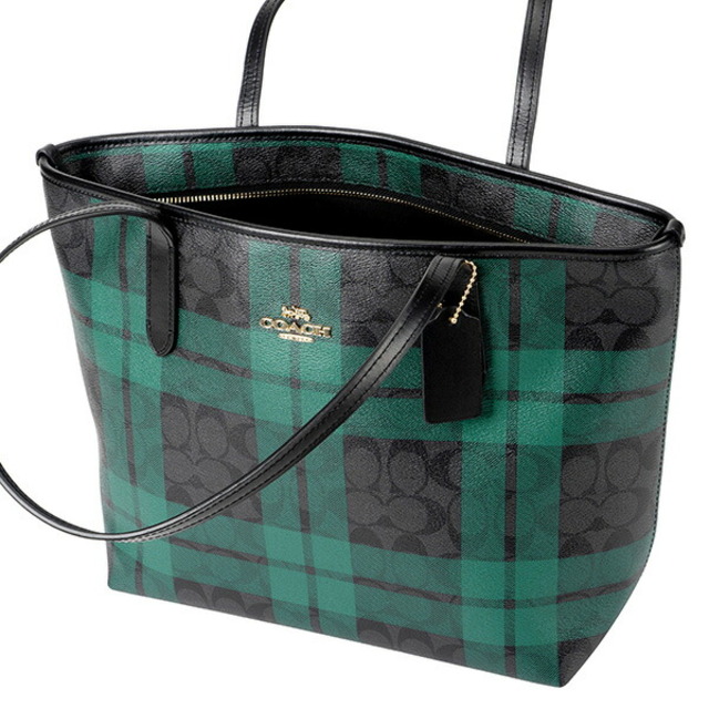 新品 コーチ COACH トートバッグ ジップ トート グリーン 緑