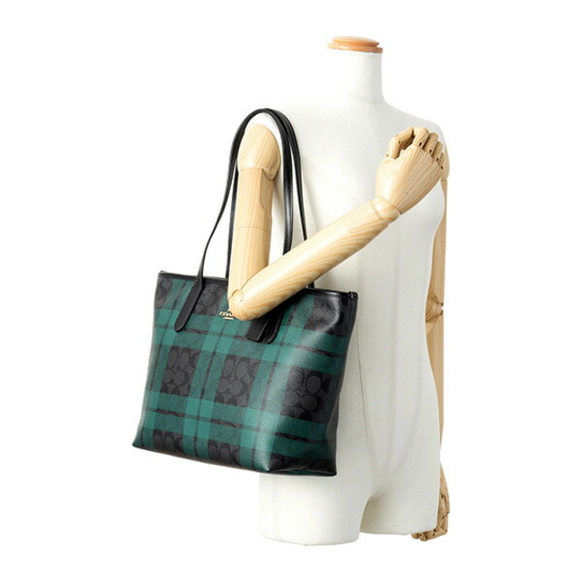 新品 コーチ COACH トートバッグ ジップ トート グリーン 緑