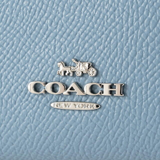 新品 コーチ COACH 2つ折り財布 ミディアム コーナー ジップ ウォレット ブルー 青