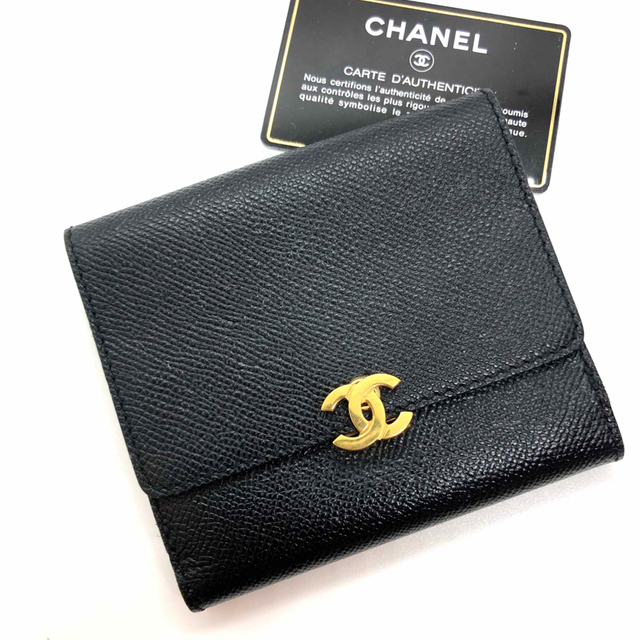 【希少】CHANEL ギャラ有 マトラッセ キャビアスキン 三つ折り財布