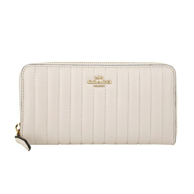 Coach 2855 Accordion Zip Wallet with Linear Quilting - Chalk