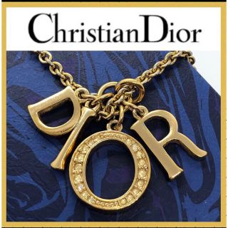 クリスチャンディオール(Christian Dior)のヴィンテージ  中古　ディオール Diorロゴネックレス　ラインストーン(ネックレス)