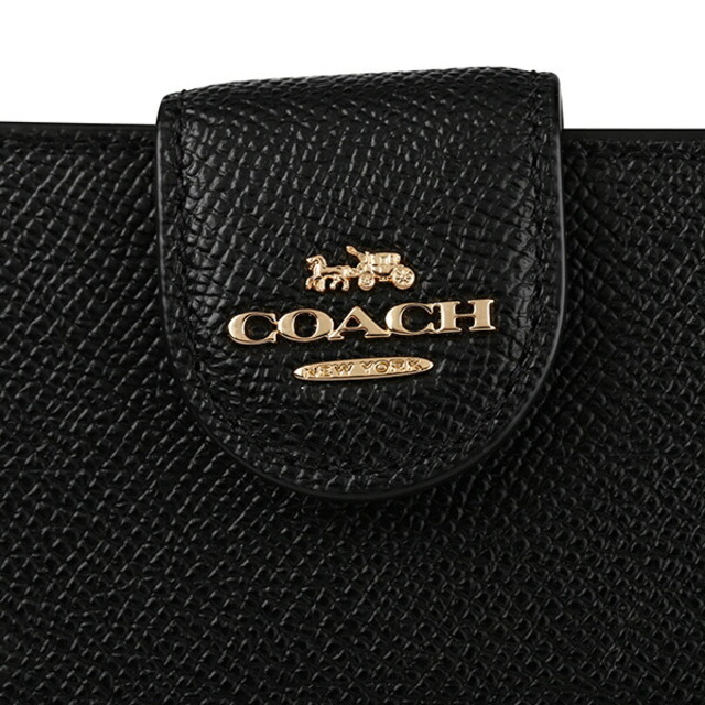 新品 コーチ COACH 2つ折り財布 ミディアム コーナージップ ブラック 黒 ゴールド