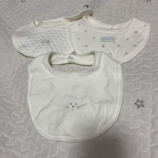 プチバトー(PETIT BATEAU)の【新品未使用】PETIT BATEAU サークルスタイ3枚セット(ベビースタイ/よだれかけ)