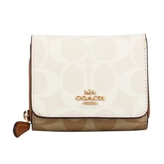 コーチ(COACH)の新品 コーチ COACH 3つ折り財布 スモール トライフォールド ウォレット チョーク グレイシャー ホワイト(財布)