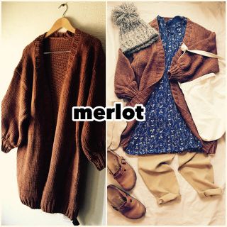 メルロー(merlot)の新品✨merlot　ボリューム袖ニットカーデ(カーディガン)