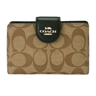 コーチ(COACH)の新品 コーチ COACH 2つ折り財布 ミディアム コーナー ジップ ウォレット カーキ(財布)