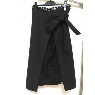 ラウンジドレス(Loungedress)のlounge dress スカート レース　黒(ひざ丈スカート)