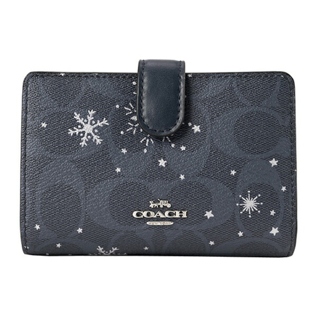 新品 コーチ COACH 2つ折り財布 ミディアム コーナージップ ネイビー 紺 | フリマアプリ ラクマ