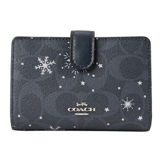 コーチ(COACH)の新品 コーチ COACH 2つ折り財布 ミディアム コーナージップ ネイビー 紺(財布)