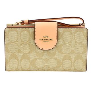 コーチ(COACH)の新品 コーチ COACH 長財布 テック ウォレット ベージュ ピンク ゴールド(財布)