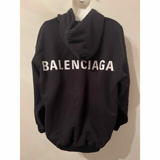 バレンシアガ(Balenciaga)の美品BALENCIAGA バレンシアガ フーディー パーカー ロゴ ブラック(パーカー)