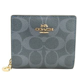 コーチ(COACH)の新品 コーチ COACH 2つ折り財布 SNAP WALLET ブルー 青 ゴールド(財布)