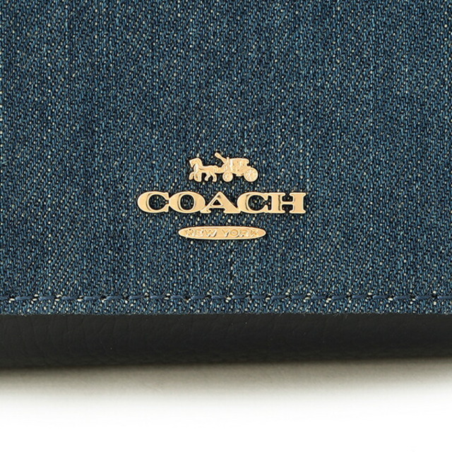 新品 コーチ COACH 3つ折り財布 スモール トライフォールド ウォレット ブルー 青