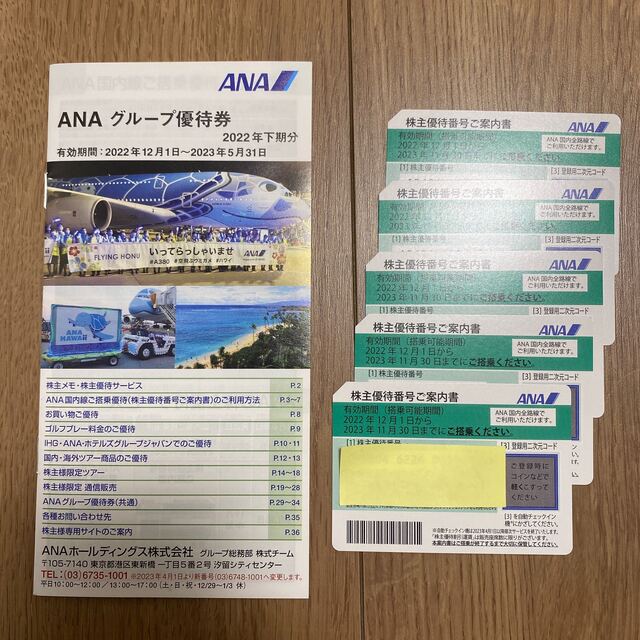 ana 株主優待　2枚　20231130日まで