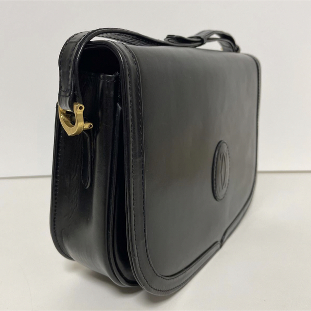 Cartier カルティエ ロゴ レザー 本革 ショルダーバッグ ブラック-