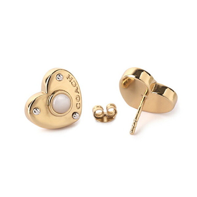 新品 コーチ COACH ピアス PEARL HEART PADLOCK STUD ゴールド 金 5