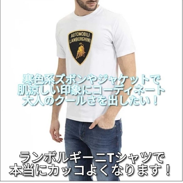 Lamborghini(ランボルギーニ)のA1117 ランボルギーニ ビッグロゴ シャツ Tシャツ ホワイト 白 XL メンズのトップス(シャツ)の商品写真