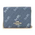 新品 コーチ COACH コインケース チェーン ミニ ウォレット ブルー 青