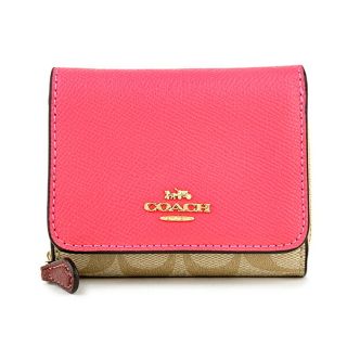 コーチ(COACH)の新品 コーチ COACH 3つ折り財布 スモール トライフォールド ウォレット カラーブロック ベージュ(財布)