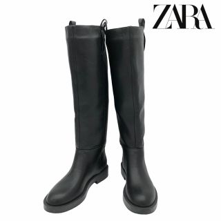 ザラ(ZARA)の【極美品】ZARA ザラ 乗馬用風 デザインブーツ ロングブーツ 黒 26.5(ブーツ)