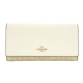 コーチ(COACH)の新品 コーチ COACH 長財布 スリム トライフォールド ウォレット ベージュ ホワイト ゴールド(財布)