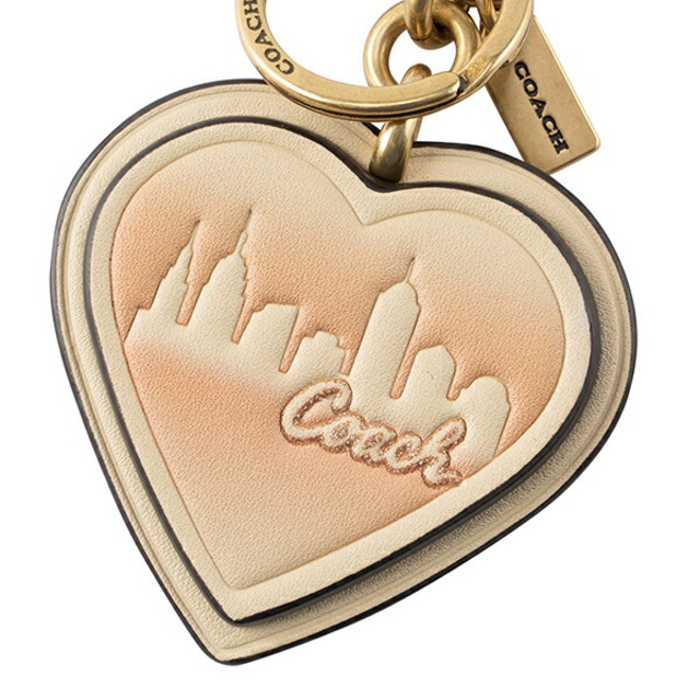 新品 コーチ COACH キーホルダー HEART BAG CHARM ホワイト ピンク ゴールド