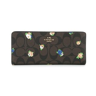 コーチ(COACH)の新品 コーチ COACH 長財布 ヴィンテージローズ スリムウォレット ブラウン 茶(財布)