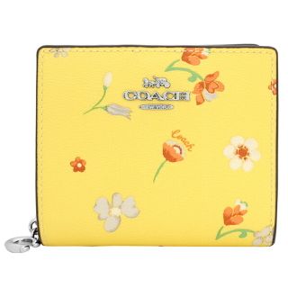 コーチ(COACH)の新品 コーチ COACH 2つ折り財布 SNAP WALLET イエロー シルバー(財布)