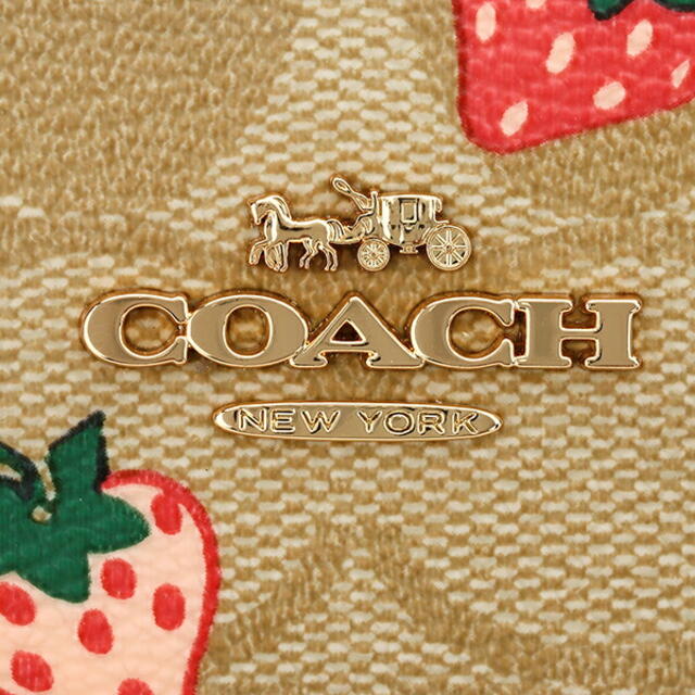 COACH(コーチ)の新品 コーチ COACH 2つ折り財布 ストロベリープリント スナップウォレット ベージュ ピンク レディースのファッション小物(財布)の商品写真