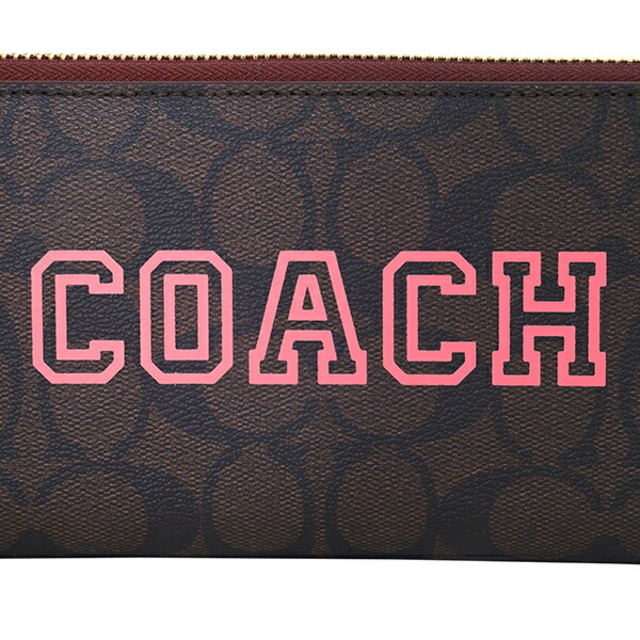 新品 コーチ COACH 長財布(ラウンドファスナー) ロング ジップ アラウンド ウォレット ヴァーシティ モチーフ ブラウン チョークマルチ