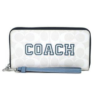 コーチ(COACH)の新品 コーチ COACH 長財布(ラウンドファスナー) ロング ジップ アラウンド ウォレット ヴァーシティ モチーフ チョーク インディゴ(財布)