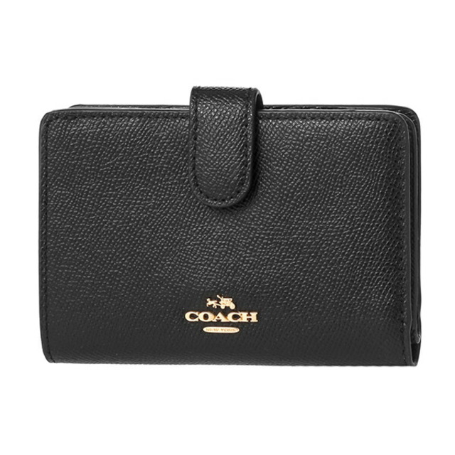 約9×13×25本体重量新品 コーチ COACH 2つ折り財布 ミディアム コーナージップ ブラック 黒