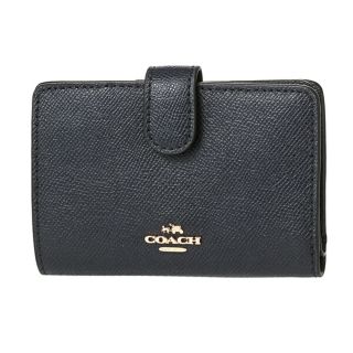 コーチ(COACH)の新品 コーチ COACH 2つ折り財布 ミディアム コーナージップ ネイビー 紺(財布)