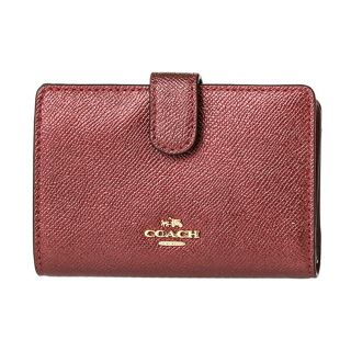 コーチ(COACH)の新品 コーチ COACH 2つ折り財布 ミディアム コーナー ジップ メタリックチェリー(財布)