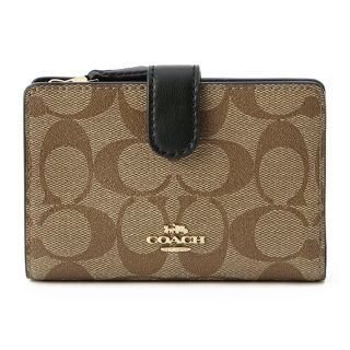 コーチ(COACH)の新品 コーチ COACH 2つ折り財布 ミディアム コーナー ジップ ウォレット カーキ(財布)