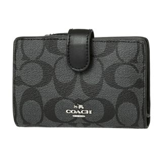 コーチ(COACH)の新品 コーチ COACH 2つ折り財布 ミディアム コーナー ジップ ブラックスモーク(財布)