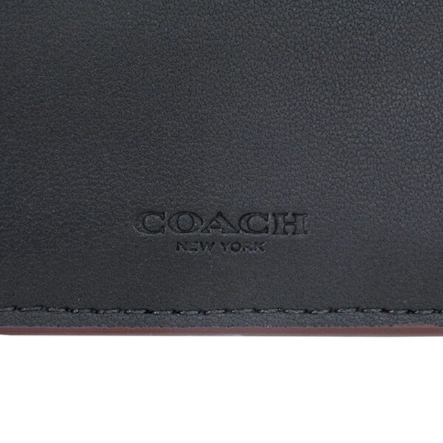 新品 コーチ COACH 2つ折り財布 コンパクト ID ウォレット ブラック オックスブラッド 8
