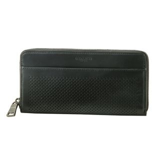 コーチ(COACH)の新品 コーチ COACH 長財布(ラウンドファスナー) パフォレイテッド レザー アコーディオン ジップ アラウンド アウトレット メンズ ブラック 黒(財布)